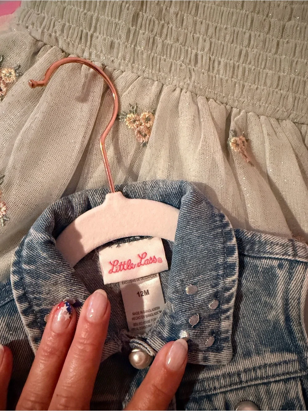 Little Lass Light Blue Denim Sleeveless Vest with Pink Heart